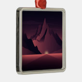 山の日没イラストレーション メタルオーナメント (右)
