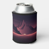 山の日没イラストレーション 缶クーラー (缶裏面)