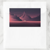 山の日没イラストレーション 長方形シール (バッグ)