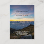 山の日没写真記念カード 名刺 (正面)