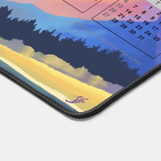 山の日没 – 2026会社カレンダー デスクマット (コーナー)