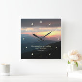 山の日没: Muirのテンプレートを呼ぶMtns スクエア壁時計 (ホーム)