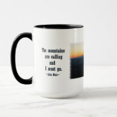 山の日没w/shimmering光線/J Muir マグカップ (左)