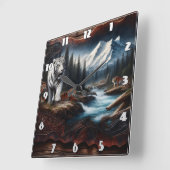 山の景色がベンガルの虎 スクエア壁時計 (傾斜)