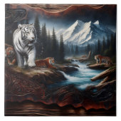 山の景色がベンガルの虎 タイル (正面)