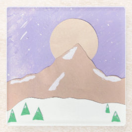 山の景色とガラスのコースター ガラスコースター