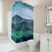 山の景色のデジタル抽象的な芸術 シャワーカーテン (インサイチュ)
