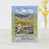 山の景色のパートナーの誕生日 カード (黄色い花)