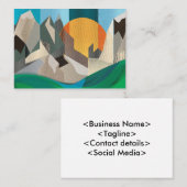 山の景色のレトロの名刺 名刺 (正面/裏面)