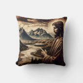山の景色を威厳のある指すイエス クッション (正面)