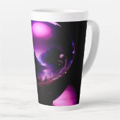 山の景色を持つ紫の透明な球体 カフェラテマグ (右アングル)