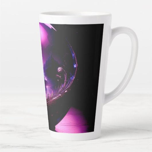 山の景色を持つ紫の透明な球体 カフェラテマグ (右)