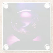 山の景色を持つ紫の透明な球体 ガラスコースター (裏面)