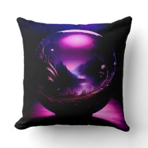 山の景色を持つ紫の透明な球体