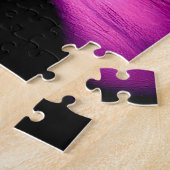 山の景色を持つ紫の透明な球体 ジグソーパズル (側面)