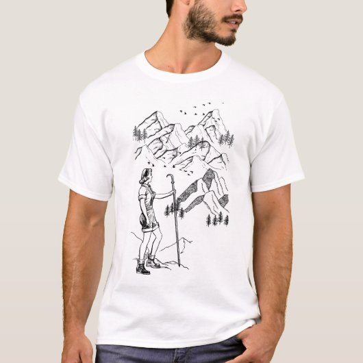 山の景色を見ながら Tシャツ (正面)