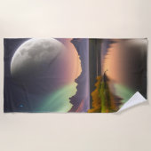 山の景色を越える月 ビーチタオル (正面)