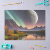 山の景色を越える月 薄葉紙 (クラフト)