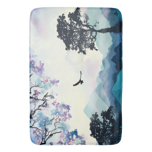 山の景色 バスマット (正面縦)