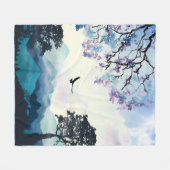 山の景色 フリースブランケット (正面(横))