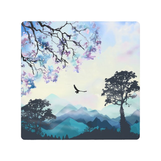 山の景色 メタルプリント (正面)