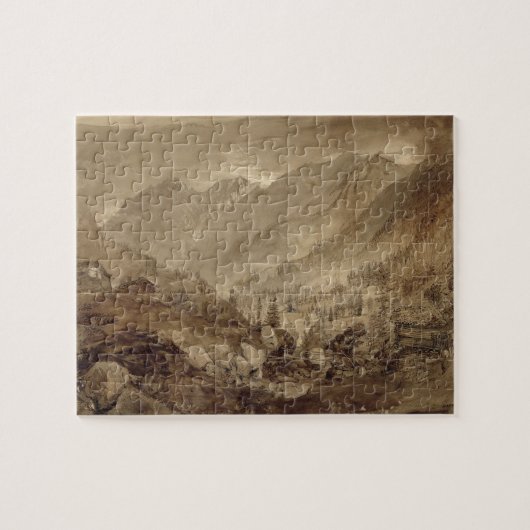 山の景色、Macugnaga 1845年(ペン及び茶色I ジグソーパズル (横)