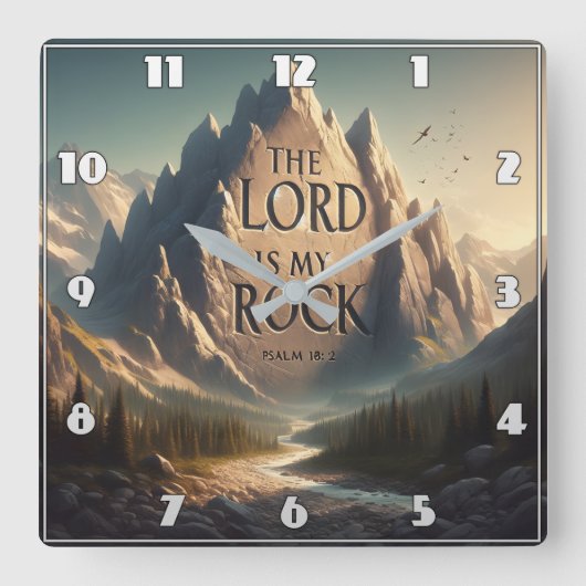 山の景観主は私の岩の詩篇18:2 スクエア壁時計 (正面)
