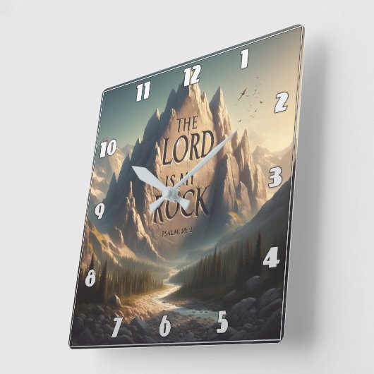 山の景観主は私の岩の詩篇18:2 スクエア壁時計 (傾斜)