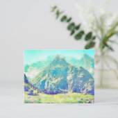 山の景観水色 ポストカード (スタンド正面)
