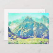 山の景観水色 ポストカード (正面/裏面)