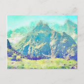 山の景観水色 ポストカード (正面)