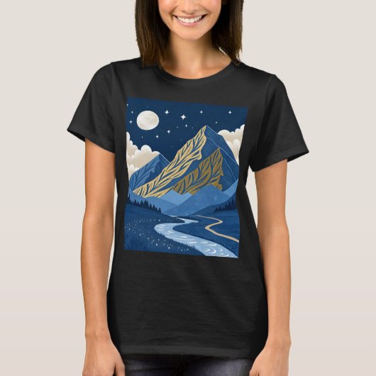 山の月明かり Tシャツ (正面)