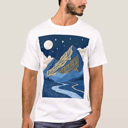 山の月明かり Tシャツ (正面)