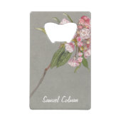 山の月桂樹の枝と葉花咲き クレジットカード栓抜き (正面)