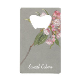 山の月桂樹の枝と葉花咲き クレジットカード栓抜き