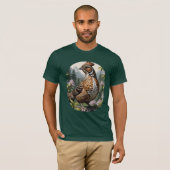 山の月桂樹の花の中のエリマキライチョウ Tシャツ (正面フル)