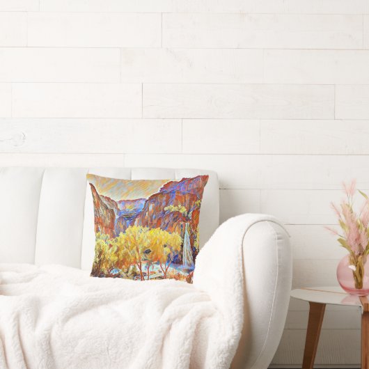 山の木の滝抽象芸術油絵 クッション (ソファ)