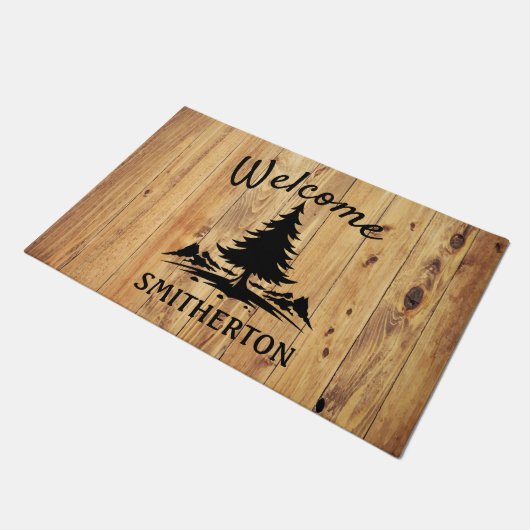 山の木素朴材苗名 ドアマット (アングル)