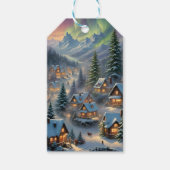 山の村のクリスマス、極光 ギフトタグ (正面)