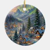 山の村のクリスマス、極光 セラミックオーナメント (裏面)