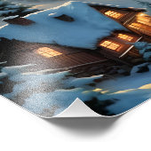 山の村のクリスマス、極光 フォトプリント            (角)