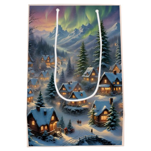 山の村のクリスマス、極光 ミディアムペーパーバッグ (裏面)