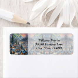 山の村のクリスマス、極光 ラベル