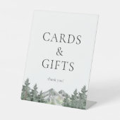 山の松の木の結婚式のカードとギフト 台座サイン (正面)