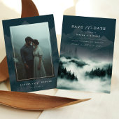 山の松の森の霧の日付を保存 招待状