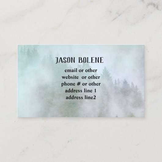 山の松の霧の自然芸術の風景 名刺 (裏面)