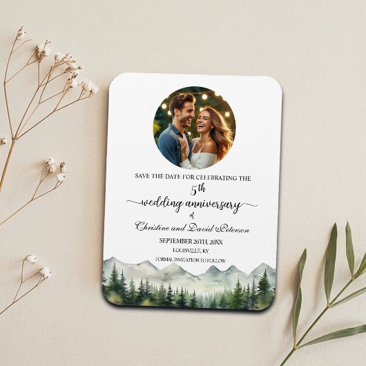 山の松の5回目の結婚記念日のSave the Date マグネット