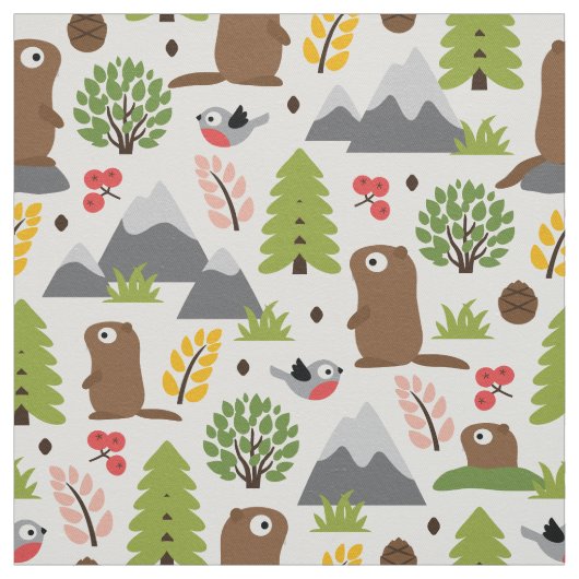 山の林間の空地のMarmots ファブリック (見本)