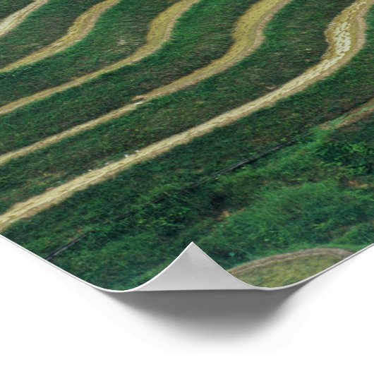 山の棚田の風景， 3 ポスター (角)