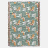 山の森のパターンのコーギー スローブランケット (正面縦)